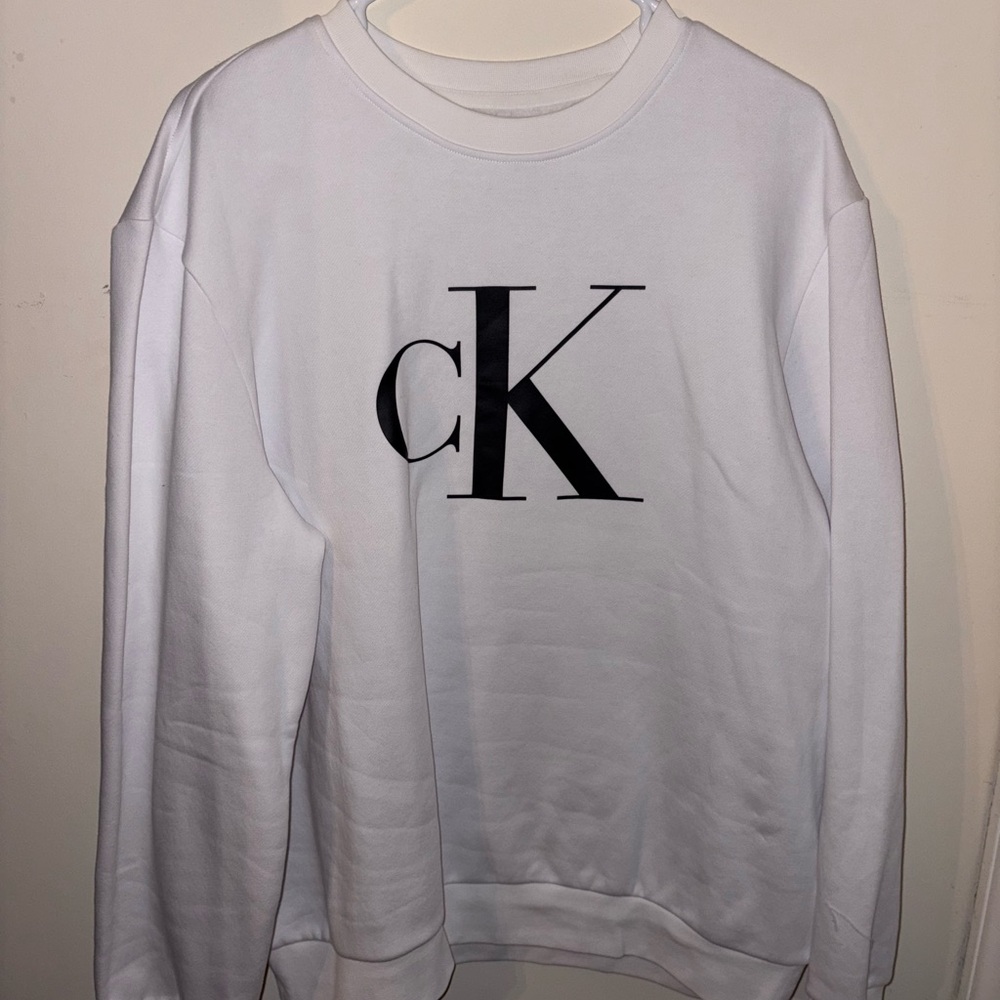 Calvin Klein Men's White Crewneck Sweater